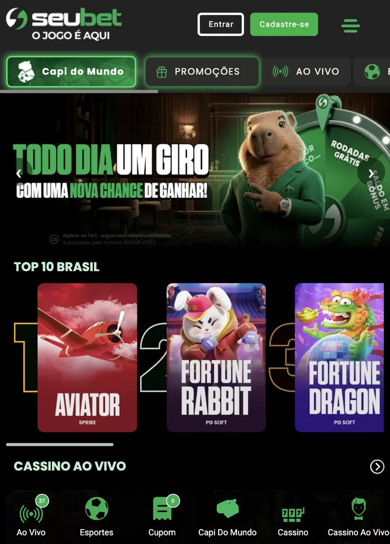 Espaço para o print do site da SeuBet aberto no celular