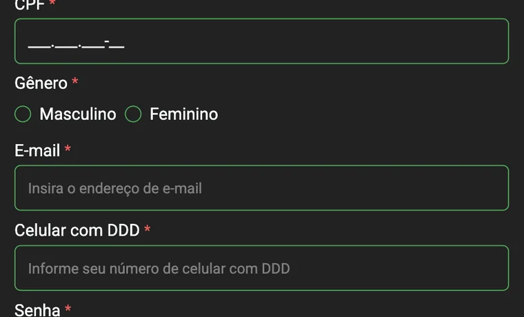 Espaço para o print da tela de cadastro da SeuBet